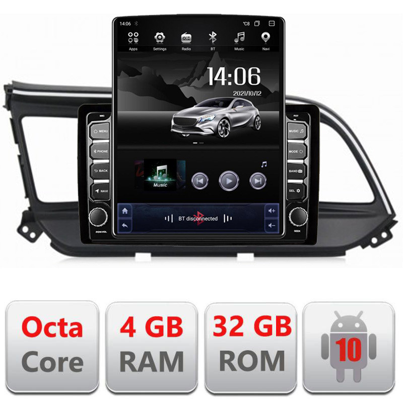 11955.jpg Navigatie dedicata Hyundai Elantra 2018- G-1581 ecran tip TESLA 9.7" cu Android Radio Bluetooth Internet GPS WIFI 4+32GB DSP 4G - imagine 1