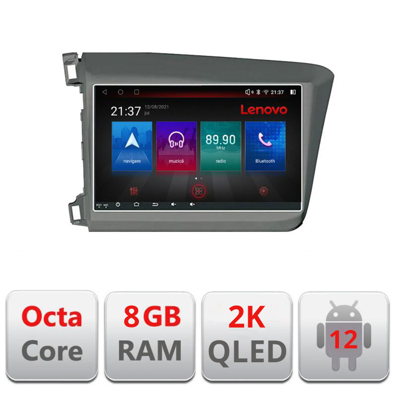19802.jpg Navigatie dedicata Honda Civic 2012-2015 M-132 Octa Core Android Radio Bluetooth GPS WIFI/4G DSP LENOVO 2K 8+128GB 360 Toslink - imagine 1