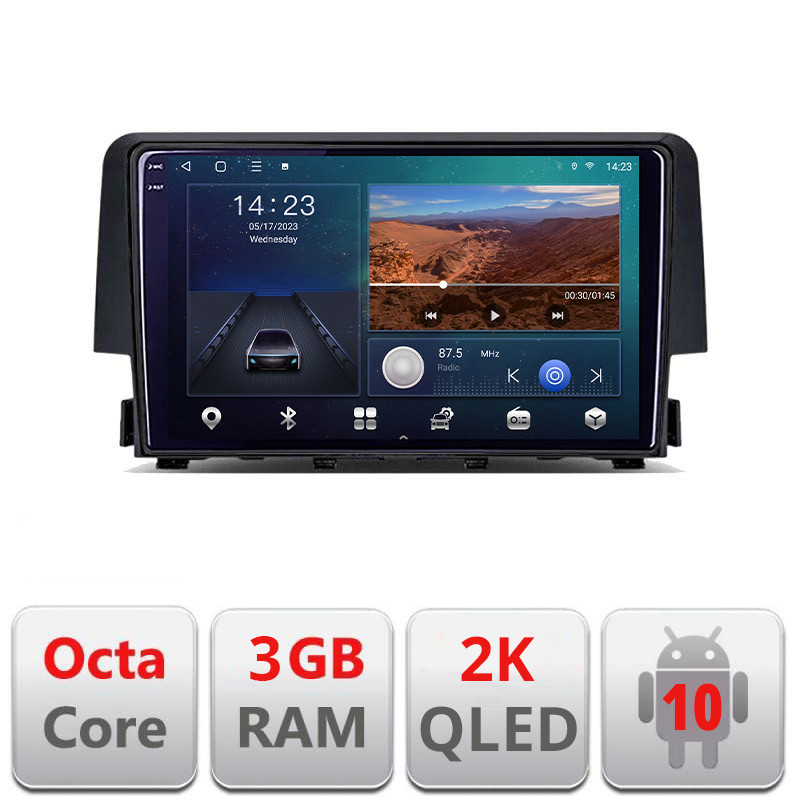 25614.jpg Navigatie dedicata Honda Civic 2016-2020 Android Ecran 2K QLED octa core 3+32 carplay android auto KIT-669+EDT-E309V3-2K - imagine 1