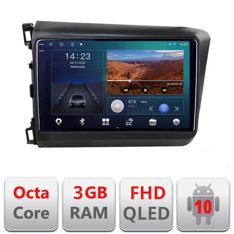 27058.jpg Navigatie dedicata Honda Civic 2012-2015 B-132 Android Ecran QLED octa core 3+32 carplay android auto KIT-132+EDT-E309V3 - imagine 1