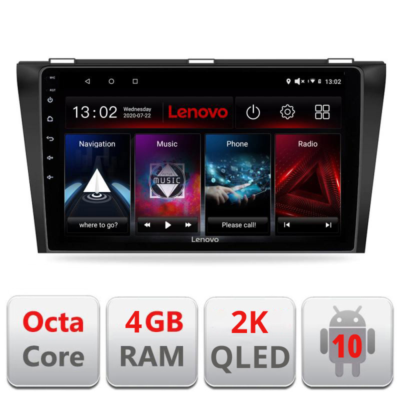 28058.jpg Navigatie dedicata Lenovo Mazda 3 2009-2014 L-034, Octacore, 4Gb RAM, 64Gb Hdd, 4G, QLED 2K, DSP, Carplay, Bluetooth - imagine 1