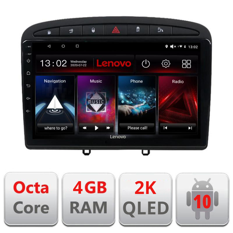 28062.jpg Navigatie dedicata Lenovo Peugeot 308 L-038, Octacore, 4Gb RAM, 64Gb Hdd, 4G, QLED 2K, DSP, Carplay, Bluetooth - imagine 1