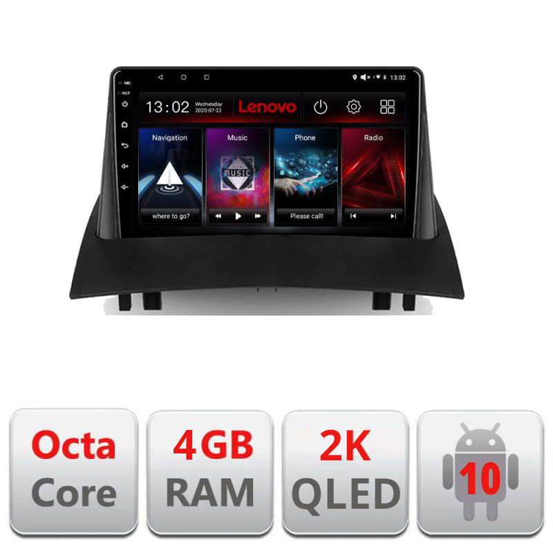 28114.jpg Navigatie dedicata Lenovo Renault Megane 2 L-098 , Octacore, 4Gb RAM, 64Gb Hdd, 4G, QLED 2K, DSP, Carplay, Bluetooth - imagine 1