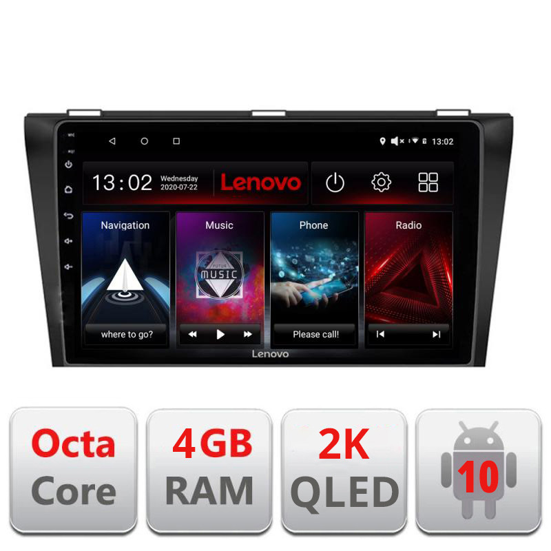 28174.jpg Navigatie dedicata Lenovo Mazda 3 2004-2009 L-161, Octacore, 4Gb RAM, 64Gb Hdd, 4G, QLED 2K, DSP, Carplay, Bluetooth - imagine 1