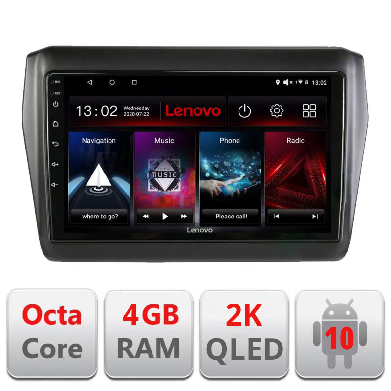 28202.jpg Navigatie dedicata Lenovo Suzuki Swift 2017-2019 L-2179, Octacore, 4Gb RAM, 64Gb Hdd, 4G, QLED 2K, DSP, Carplay, Bluetooth - imagine 1