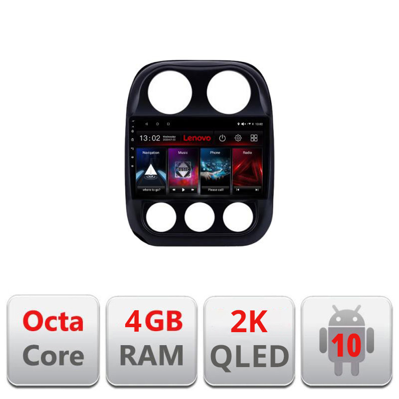 28228.jpg Navigatie dedicata Lenovo Jeep Compass 2010-2016 L-2500, Octacore, 4Gb RAM, 64Gb Hdd, 4G, QLED 2K, DSP, Carplay, Bluetooth - imagine 1