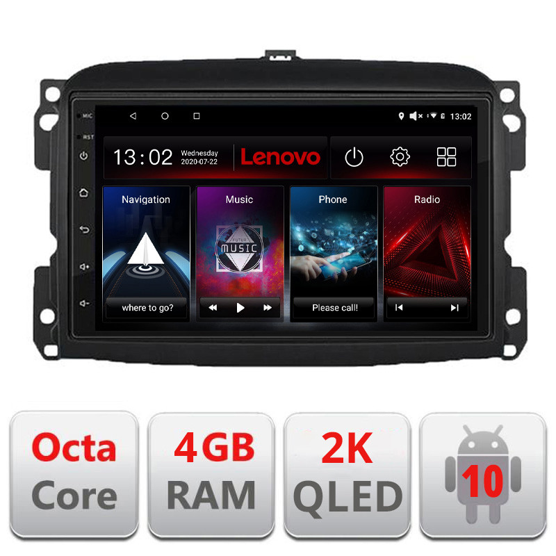 28316.jpg Navigatie dedicata Lenovo Fiat 500 2015-2021, Octacore, 4Gb RAM, 64Gb Hdd, 4G, QLED 2K, DSP, Carplay, Bluetooth - imagine 1