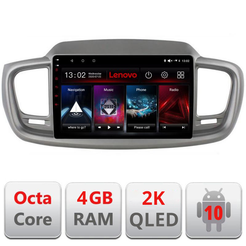 28528.jpg Navigatie dedicata Lenovo Kia Sorento 2015- L-6528, Octacore, 4Gb RAM, 64Gb Hdd, 4G, QLED 2K, DSP, Carplay, Bluetooth - imagine 1