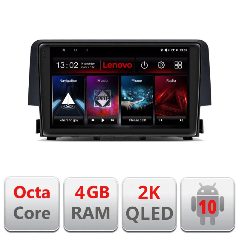 28532.jpg Navigatie dedicata Lenovo Honda Civic 2016-2020 L-669, Octacore, 4Gb RAM, 64Gb Hdd, 4G, QLED 2K, DSP, Carplay, Bluetooth - imagine 1
