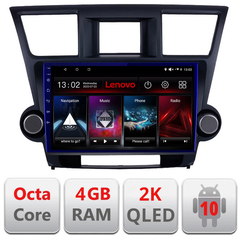 28745.jpg Navigatie dedicata Lenovo Toyota Highlander 2007-2013, Octacore, 4Gb RAM, 64Gb Hdd, 4G, QLED 2K, DSP, Carplay, Bluetooth - imagine 1