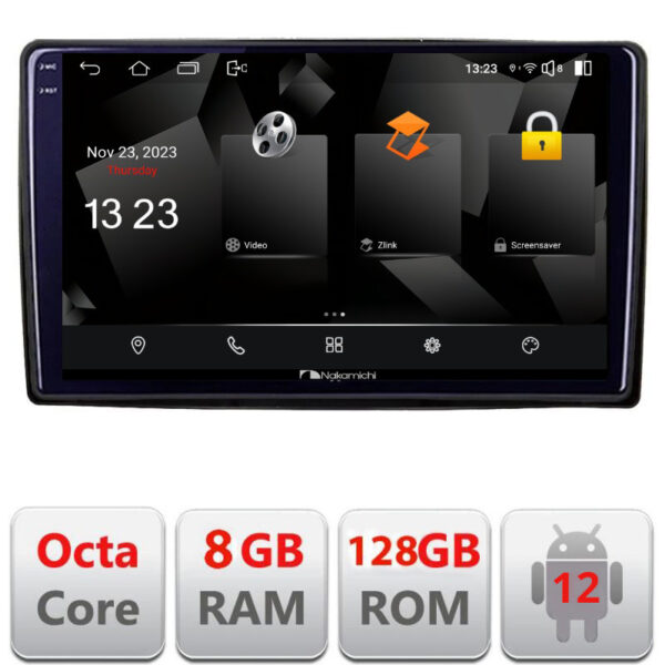 Navigatie auto Nakamichi cu ecran 10 inch capacitiv 2K 8GB/128GB Android12 Profesional DSP HI-RES audio output - imagine 3