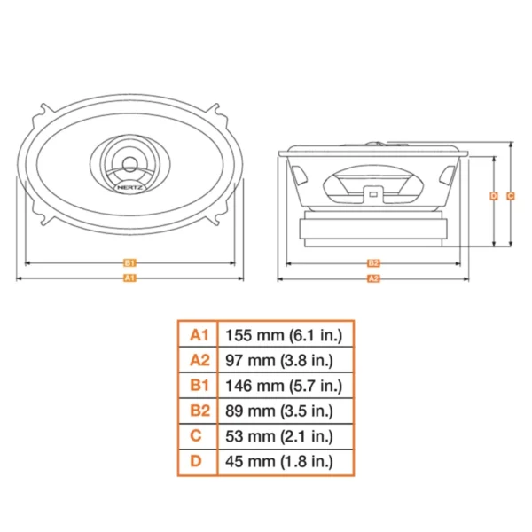 Difuzoare auto Hertz Dieci DCX 460.3, set coaxial 2 cai, 4x6 inch, 40W RMS, 4, 2 difuzoare - imagine 4
