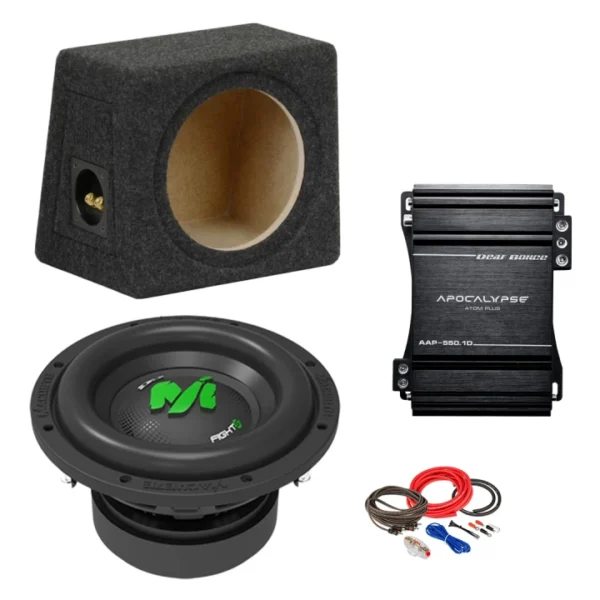 Pachet Subwoofer auto Deaf Bonce MF 8S D2 600W RMS + Amplificator AAP 550.1D + Incinta C88 + kit de cabluri complet - imagine 1