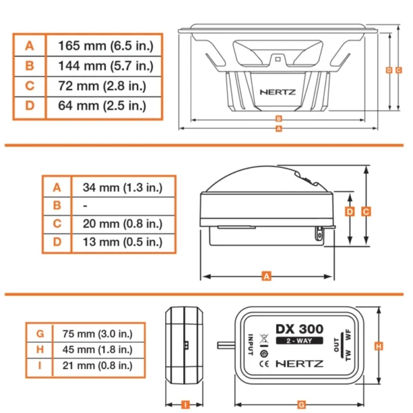 Difuzoare auto Hertz Dieci DSK 165.3, set sistem 2 cai, 165mm, 80W RMS, 4,  4 difuzoare + accesorii - imagine 2