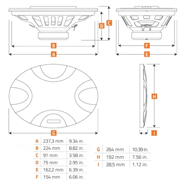 Difuzoare auto Hertz Uno X 690 set coaxial 4 cai, 6x9 inch, 85W RMS, 4, set 2 difuzoare - imagine 6