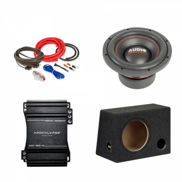 Pachet Subwoofer auto Audiosystem ASY-10 500W + Amplificator Apocalypse AAP 550.1D + Kit de cabluri complet - imagine 1