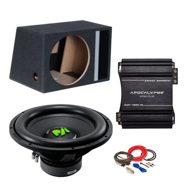 Pachet Subwoofer auto Deaf Bonce MF 15R D2 1200W RMS + Amplificator AAP 1600.1D + Incinta B1570s + kit de cabluri complet - imagine 1