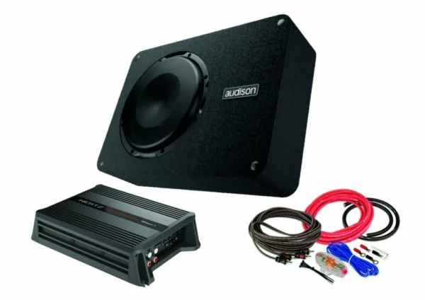 Pachet Subwoofer auto AUDISON APBX 10 DS + Amplificator Hertz D POWER 1 + kit de cabluri complet - imagine 1