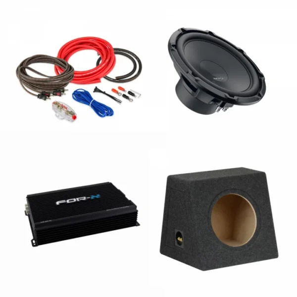 Pachet Subwoofer auto Hertz Cento CS 300W + Amplificator ForX XAE 600.1D + Kit de cabluri complet - imagine 1